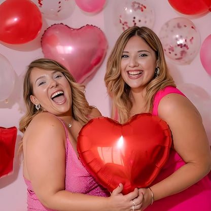 Gold-Red Heart Balloons, 18inch Gold Heart Shaped Foil Balloons & Red Foil - Image 2