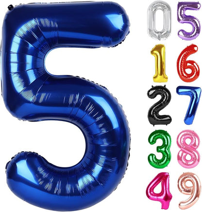 NightBlue Number 5 Balloon 40 Inch, 5th Birthday Decorations Men Women | Foil by IWERP