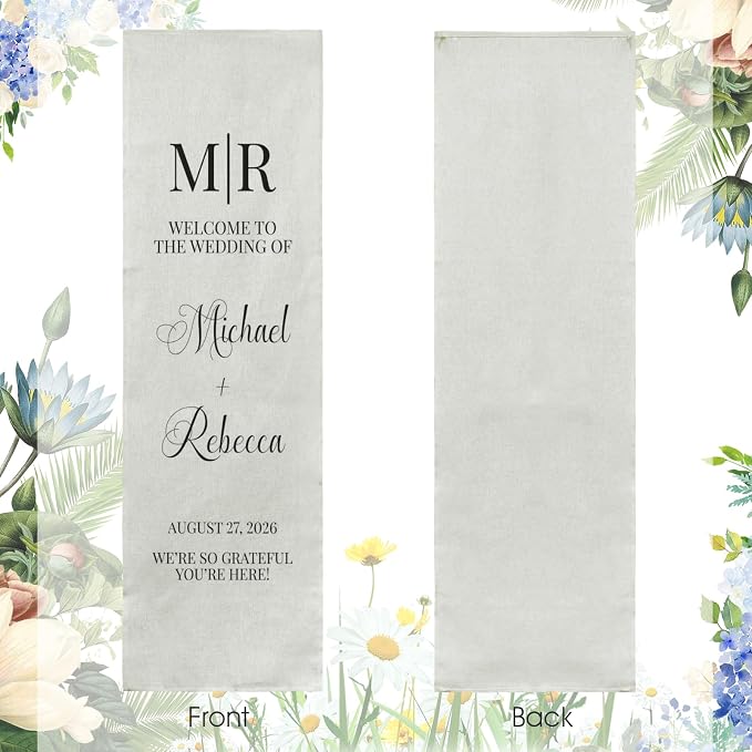 Custom Fabric Wedding Welcome Sign, Personalized Soft Cotton Linen Wedding Sign - Image 6