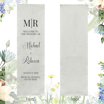 Custom Fabric Wedding Welcome Sign, Personalized Soft Cotton Linen Wedding Sign - Image 6