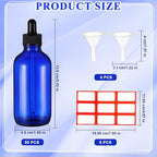 Dandat 50 Pack 4 oz Glass Dropper Bottles Leakproof 120 ml Glass Tincture Bottles with Eye Droppers, 4 Funnels, 54 Labels for Essential Oil Perfumes Hair Oil(Blue)