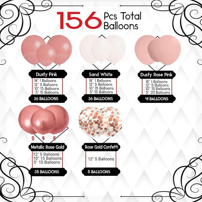 Archloon 156pcs Dusty Pink Balloon Garland Arch Kit, Different Sizes 18 12 10 5 - Image 2