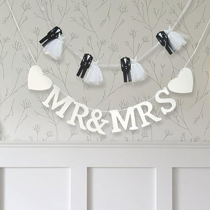 Mr and Mrs Banner for Wedding Reception, 2-Piece Bride and Groom Garland - Image 7