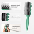 AM8:00 Curl Defining Brush,9Rows Premium Styling Hairbrush for Curly Hair, Enhances Curls Definition & Separation, (Green)
