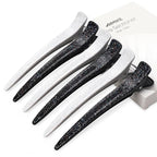 AIMIKE Extended Sectioning Hair Clips w/Built-in Silicone Band, 4.8" No-Crease Non-Slip Hair Styling Clips for Thick, Curly Hair –Blow Drying, Hair Rollers, Rust-Free – 6 Pack, Glitter Duckbill Clips