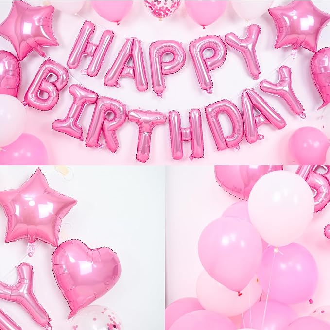 Pink White Birthday Decorations - Image 3