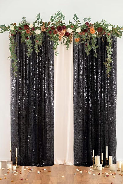 PartyDelight Black Sequin Backdrop Curtains 2x8ft 2 Panels | Sparkly 3mm sequins - Image 6