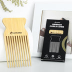 Combeter Bamboo Hair Pick Comb for Thick Curly Hair & Beard – Eco-Friendly Anti Static Afro Pick Wooden Comb for Detangling & Styling for Men, Women & Kids