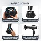 Universal Hair Diffuser for Blow Dryer - Fits All 1.4-2.4 inch Dryers, Professional Ionic Diffuser Attachment for Curly/Wavy Hair, Reduces Frizz & Enhance Curls, Lightweight, Travel-Friendly (Black)