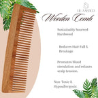 Neem wooden comb for women hair growth | Kacchi herb treated neem wood comb Wet or Dry Curly, Thin, Thick, Wavy, or Straight Hair - Natural Wood Comb for Women & Men (Wide Tooth)