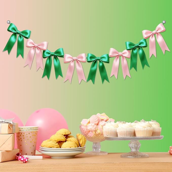 1 String of 8PCS Pink&Green Bow Garland Banner Wicked Party Decoration by Unknown