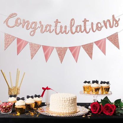 Glitter Rose Gold Congratulations Banner - Image 5