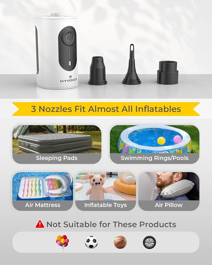 Portable Air Pump for Inflatables, 4000mAh Ultra Fast Air Mattress Pump - Image 5