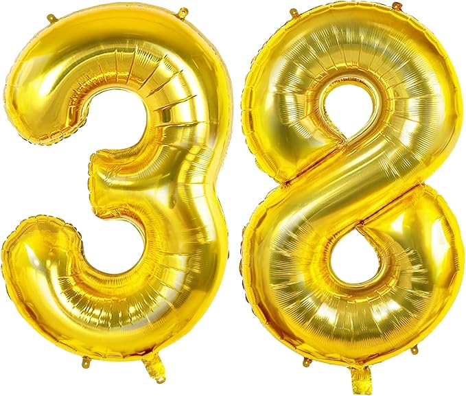 Number 38 Balloons for 38th Birthday Party Decorations, 0-100 Large No.38 for by Joycard
