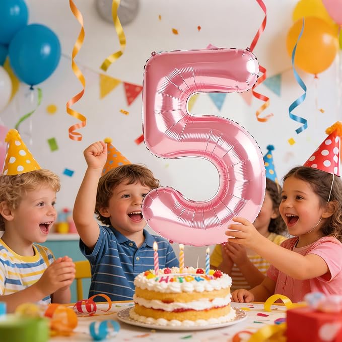 40 Inch Number 5 Balloons for 5th Birthday Party Decorations, 0-100 Jewelry - Image 2