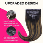 Lashey Seamless Clip in Hair Extensions Human Hair Natural Black Mixed Chestnut Brown 24 Inch Long Clip in Hair Extensions 110g 7pcs Straight Real Human Hair for Black Women