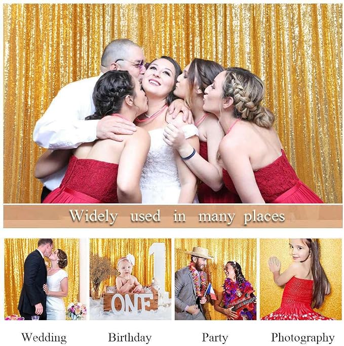 ShinyBeauty Gold Sequin Backdrop 7FTx7FT Wedding, Studio Decor - Image 6