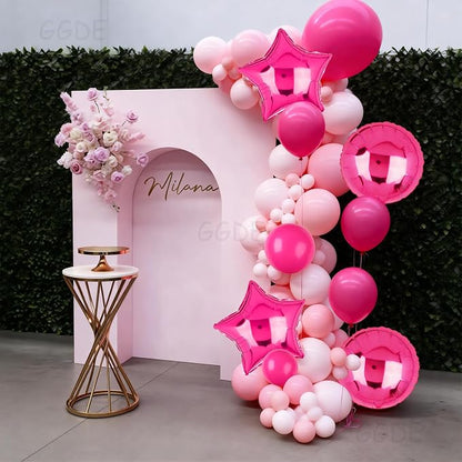 Hot Pink Balloons 18 Inch Round Star Foil Balloons 12 Inch Latex Balloons | - Image 3