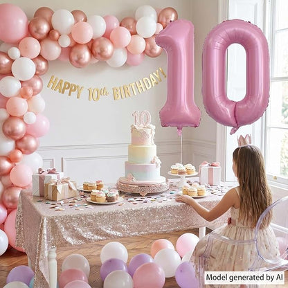 Pearlescent Pink Number 0 Balloon 40 Inch, Shiny Foil - Image 6