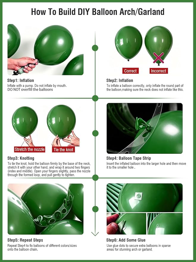 Green Balloons 125 Pack Different Sizes 18 12 10 5 Inch Dark Green Balloon Arch - Image 3
