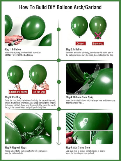Green Balloons 125 Pack Different Sizes 18 12 10 5 Inch Dark Green Balloon Arch - Image 3