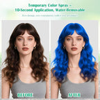 Christmas Temporary Hair Color Spray for Kids Women,One-Time Use Blue Hair Spray, Washable Temporary Hair Dye, Natural Hair Color Wax, Non-sticky Hair Spray for Cosplay, Party, Halloween(Blue,4.06Oz)