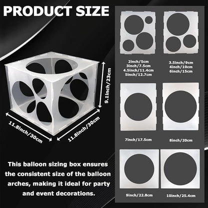 11 Holes Plastic Balloon Sizer Cube Box Collapsible 2-10 Inch Balloon Sizer - Image 2