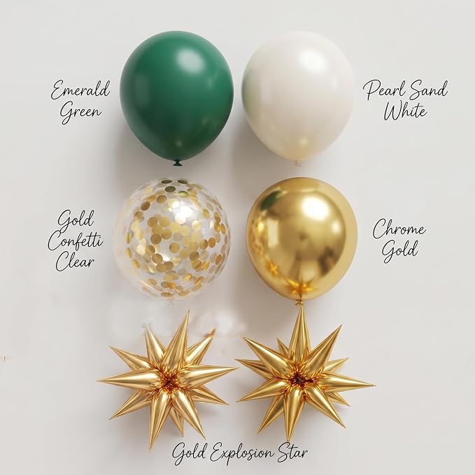 Emerald Green Gold Balloons Arch Kit - Image 4
