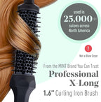 MINT Extra-Long 1.6 Inch Thermal Brush for Natural Volume & Waves | 230-430°F 2-Heater Ceramic Curling Iron Brush | Heated Round Styler