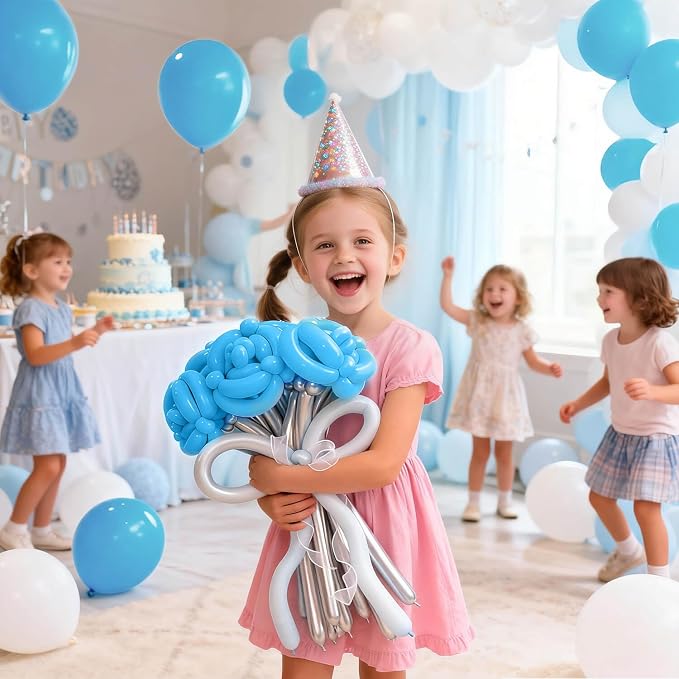 260 Light Blue Long Balloons for Balloon Garland Thickening Skinny Latex - Image 6