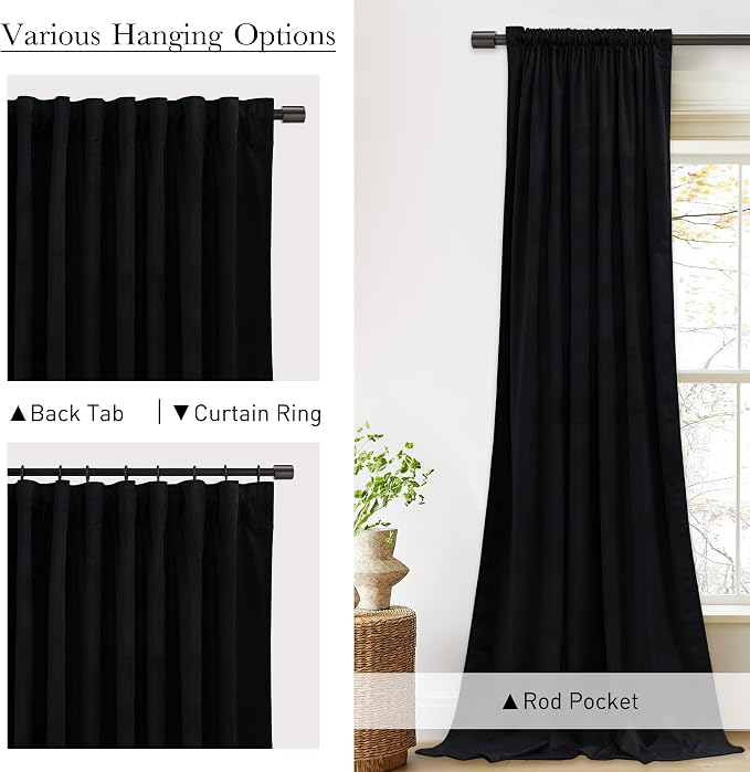 Extra Long Black Velvet Curtains - Image 3