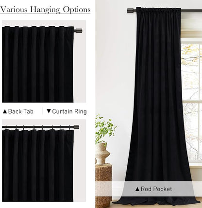 Extra Long Black Velvet Curtains - Image 3