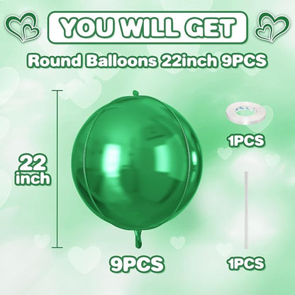 Green Round Foil Balloons 9 pcs - Image 2