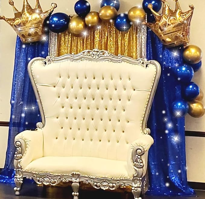 Poise3EHome 2ft x 8ft Blue Sequin Photography Backdrop Curtains 2 Panels - Image 3