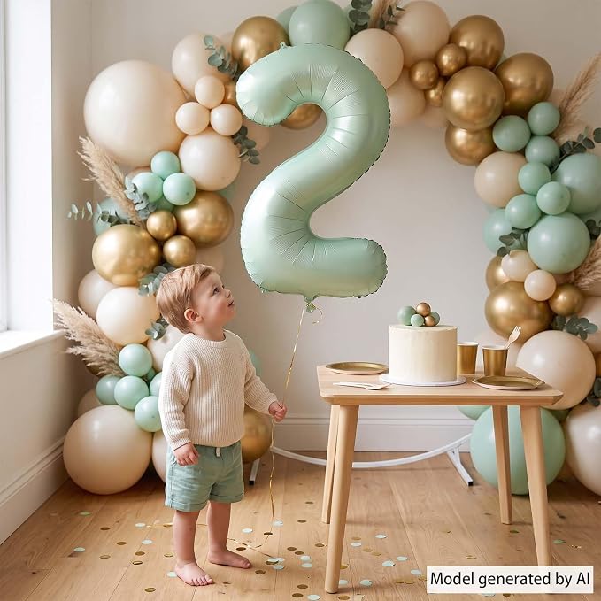 Olive Green Number 2 Balloon 40 Inch, Foil Numeral - Image 2