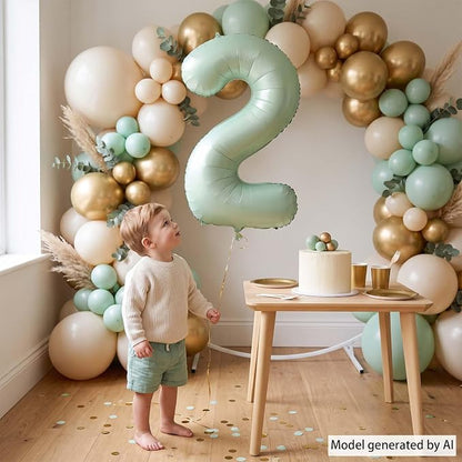 Olive Green Number 2 Balloon 40 Inch, Foil Numeral - Image 2