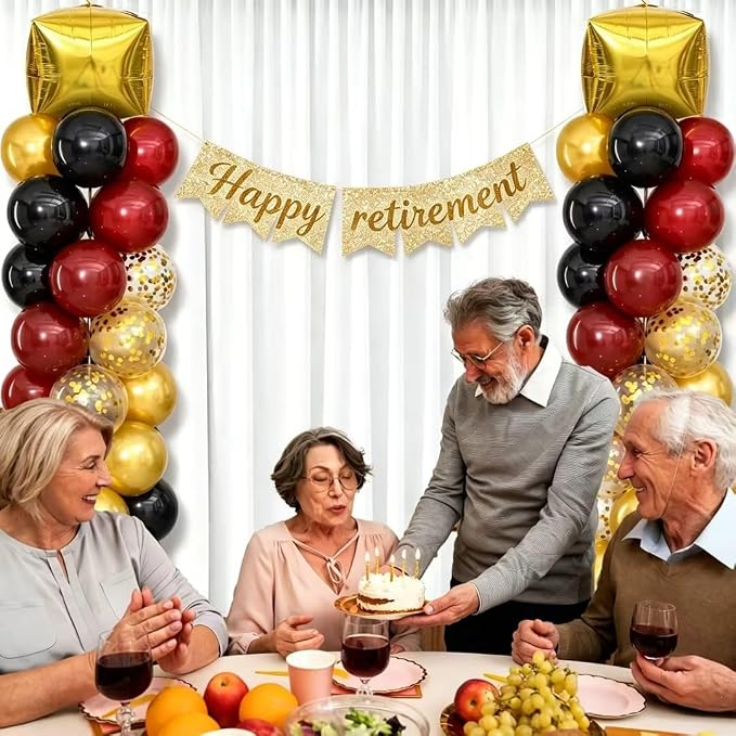 Black Burgundy Gold Balloons Column Stand 2 Sets, Balloon Towers | 102Pcs - Image 6