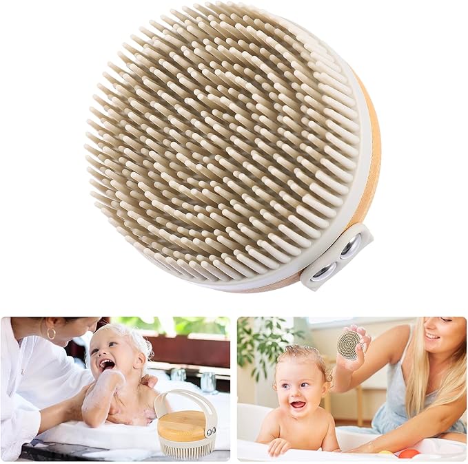 Eco-Friendly Body Brush Silicone Bath Scrubber for Gentle Scalp Massage and Deep Cleaning Shower Brush Gray