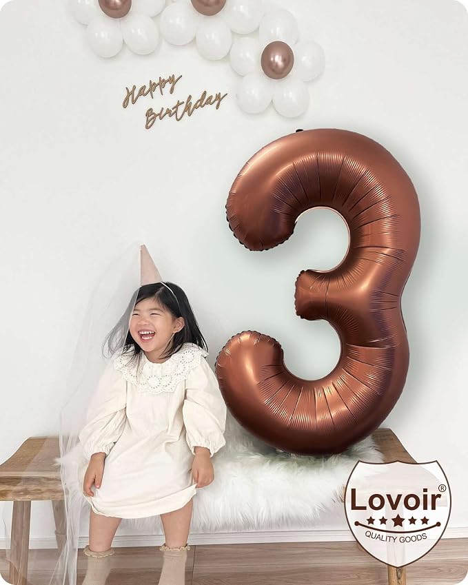40 Inch Coffee Brown Number 4 Balloon Large Size Jumbo Digit Mylar Foil Retro - Image 5