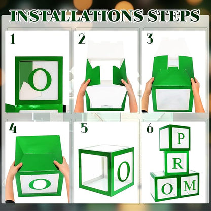 4 Pcs Prom Boxes with Letters 11.8 x 11.8 x 11.8 Inch Clear Balloon Boxes - Image 3