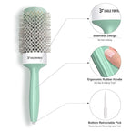 Eagle Fortress Round Brush for Blow Out, Thermal Ceramic Hair Brush for Blow Drying with Ionic Bristle for Professional Blowout Brushing - Green, 53mm