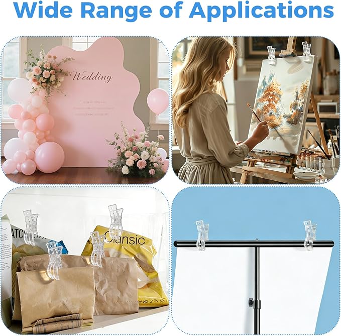 46Pcs Balloon Arch Clips Set Includes 20 3.5" Large Clear Backdrop Clips - Image 7