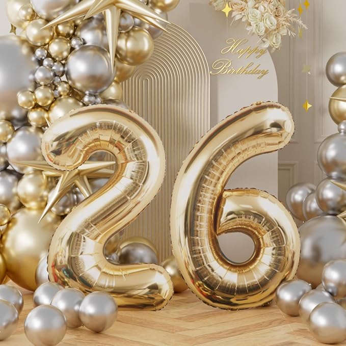 AULE 40 Inch Light Gold 26 Balloon Number Foil 0-9 Birthday Big Numbers | - Image 2