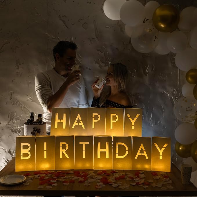 WYMM Happy Birthday Light Up Letters, 30 Tea Lights & 2000 Rose Petals | - Image 9