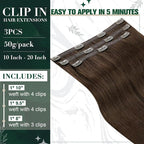 RUNATURE Human Hair Clip in Extensions, Brown Clip in Hair Extensions Real Human Hair, Remy Hair Extensions Clip Ins, Long Straight Hair, Easy to Apply, 20 Inch 50g 3pcs #4 Medium Brown