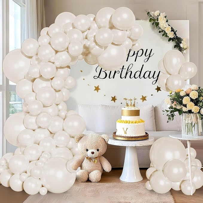 Ouddy Party 129Pcs Pearl White Balloons Different Sizes 18 12 10 5 Inch | 6Pcs - Image 5