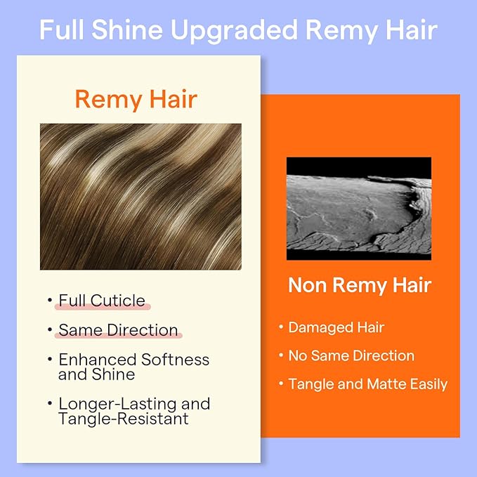 Full Shine Clip in Hair Extensions for Extra Long Real Remy Human Hair 22 Inch Brown Ombre Blonde Remy Hair Extensions Clip ins Straight Natural Hair Double Weft 7 Pcs 120 G