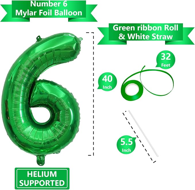 Number Balloons Green Party Balloon - Image 3