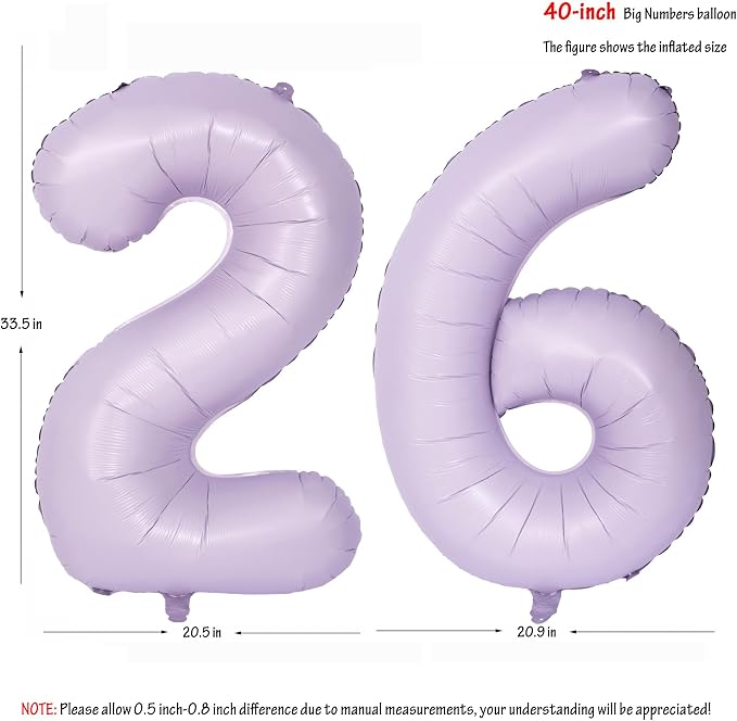 40 In Matte Purple Number Balloons Helium Foil Mylar Balloon Digital 26 | - Image 2