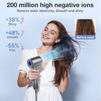 Hair Dryer, High-Speed Ionic Low Noise Blow Dryer with 160000 RPM Motor for Fast Drying, Thermo-Control Portable Hair Blow Dryer with Magnetic Nozzle for Home Travel Salon (P2306F Grey)